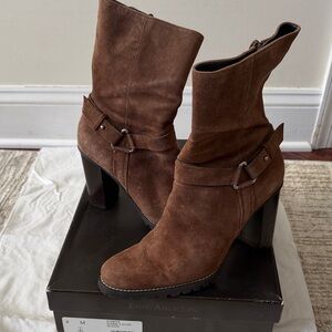 Enzo Angiolini Chestnut Heeled Dark Taupe Suede Boots